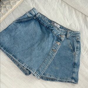 Denim Skort with Button Detail